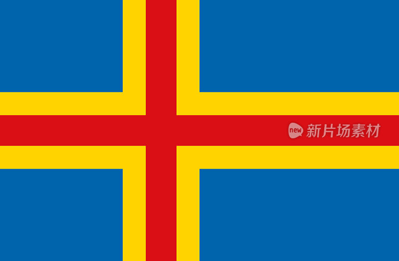 Flag of the Åland Islands. The administrative center of Mariehamn.